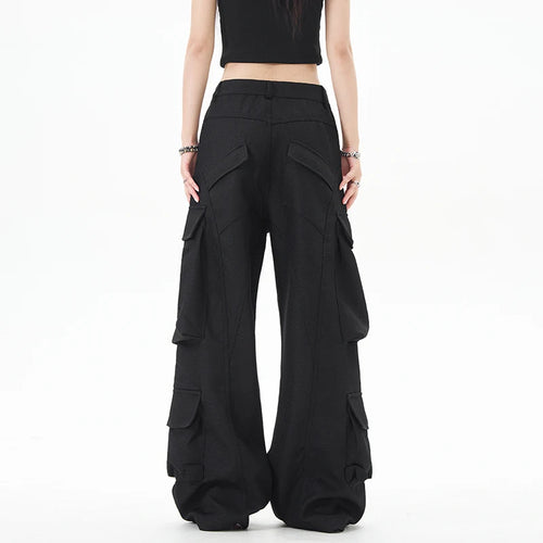 Load image into Gallery viewer, Chic Men's Cargo Pants American Style Multi Pockets Straight Leg Solid Color High Street Male Bottoms Summer 9W1918
