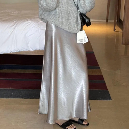 Load image into Gallery viewer, French Fashion Black Beige High Waist Long Skirt 2025 Spring Summer Women Grey Holiday Fishtail Skirt Simplicity Popular Ladies
