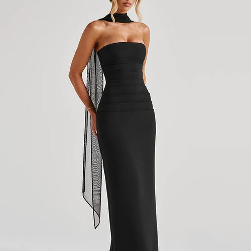 Load image into Gallery viewer, Elegant Strapless Zipper Bodycon Slit Party Club Evening Dress Women Sexy Sleeveless Backless Long Summer 2025 Vestidos
