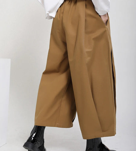 High Elastic Waist Yellow Pleated Shaped Pocket Wide Leg Pants New Trousers Women Fashion Tide Spring Autumn 2025 1DD0404
