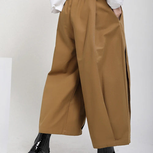 Load image into Gallery viewer, High Elastic Waist Yellow Pleated Shaped Pocket Wide Leg Pants New Trousers Women Fashion Tide Spring Autumn 2025 1DD0404
