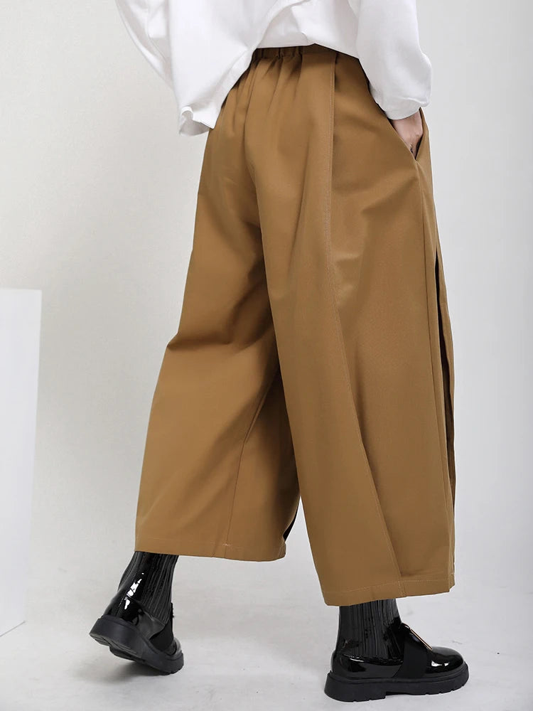 High Elastic Waist Yellow Pleated Shaped Pocket Wide Leg Pants New Trousers Women Fashion Tide Spring Autumn 2025 1DD0404