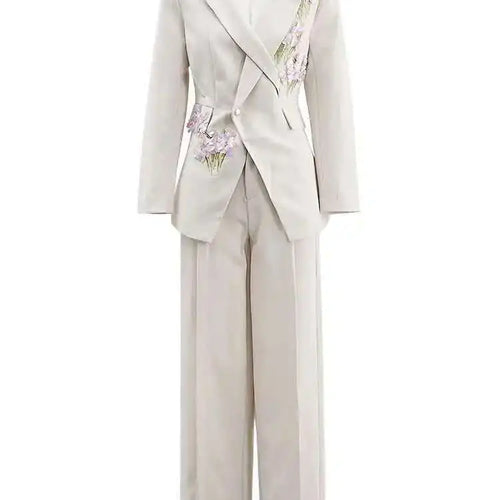 Load image into Gallery viewer, Apricot Flower Blazer Wide Leg Pants Two Piece Suit New Lapel Long Sleeve Women Fashion Tide Spring Autumn 2025 3WM838
