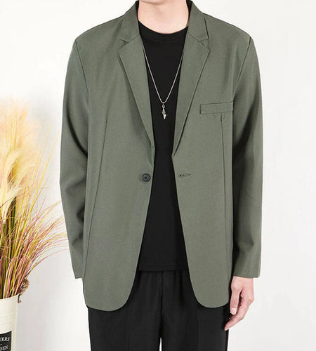 Men's Business Casual Suit Jackets Solid Color Single Breasted New Trendy Loose Handsome Spring Male Blazer 2025 9W1307