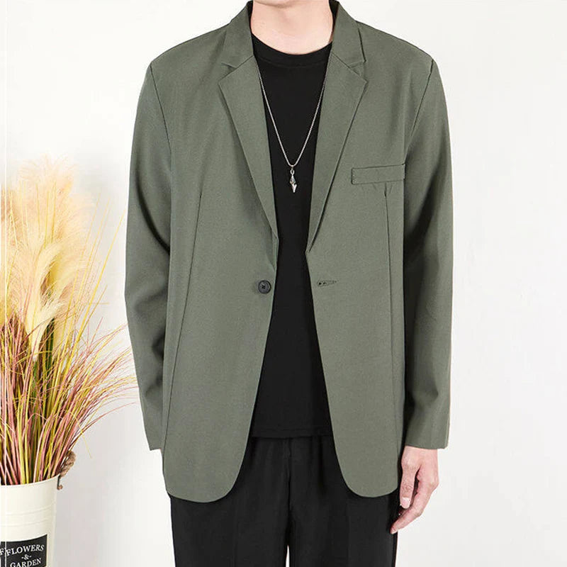 Men's Business Casual Suit Jackets Solid Color Single Breasted New Trendy Loose Handsome Spring Male Blazer 2025 9W1307