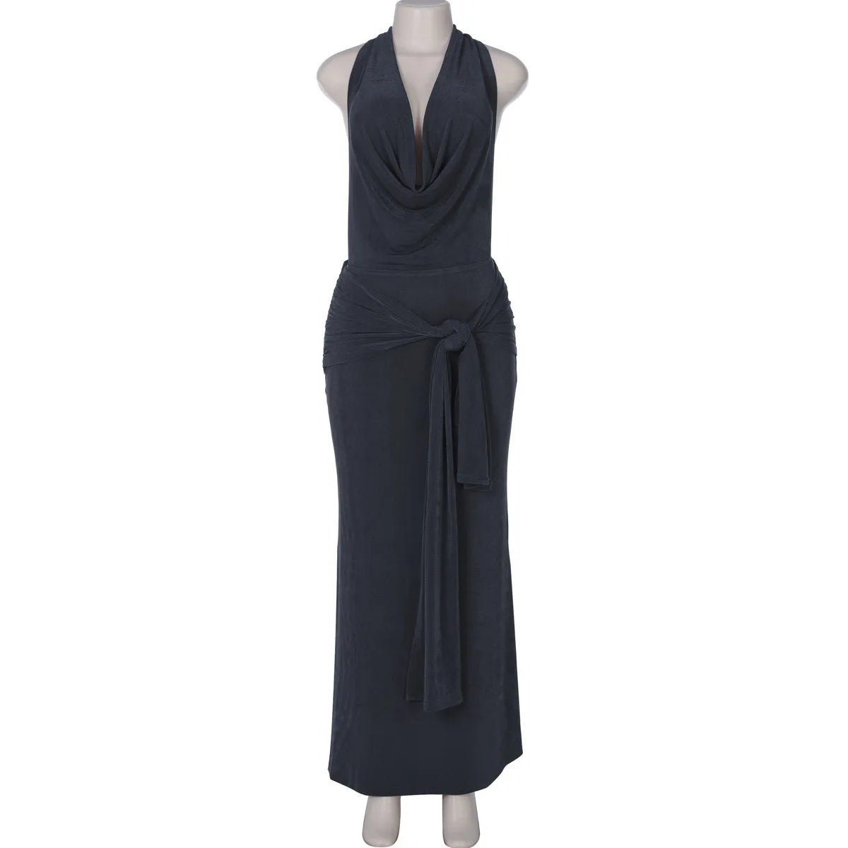 Deep V Neck Backless Sexy Maxi Dress For Women Elegant Hollow Out Bandage Sleeveless Bodycon Club Long Dress Fashion