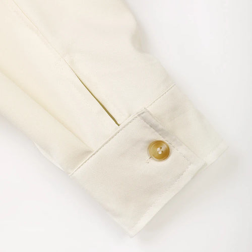 Load image into Gallery viewer, Women Beige Zipper Pocket Back Bandage Blouse New Lapel Long Sleeve Loose Fit Shirt Fashion Spring Autumn 2025 1DF149100
