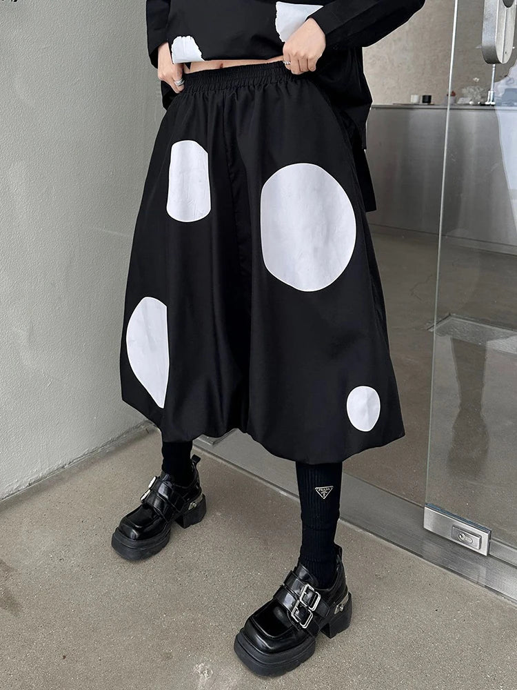 Black Dot Big Size Irregular Shirt Skirt Two Pieces Suit New Lapel Long Sleeve Women Fashion Spring Autumn 2025 1DH9366