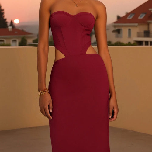 Load image into Gallery viewer, Solid Slimming Hollow Out Sexy Dresses for Women Trapless Sleveless Tunic Temperament Dress Female Fashion Clothing
