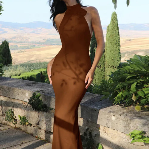 Load image into Gallery viewer, Flower Sleeveless Sexy Maxi Dress For Women Gown Fashion Halter Backless Bodycon Evening Club Long Dress Vestido
