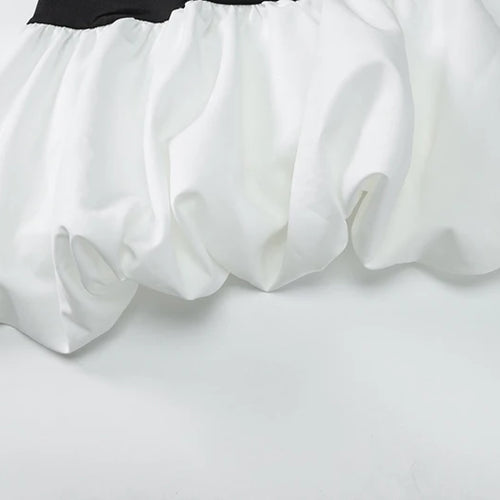 Load image into Gallery viewer, Patchwork Long Sleeve Sexy Mini Dress For Women Color Contrast High Waist A-line Club Party Sexy Puffy Dress Elegant
