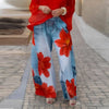 Red Flower Pants