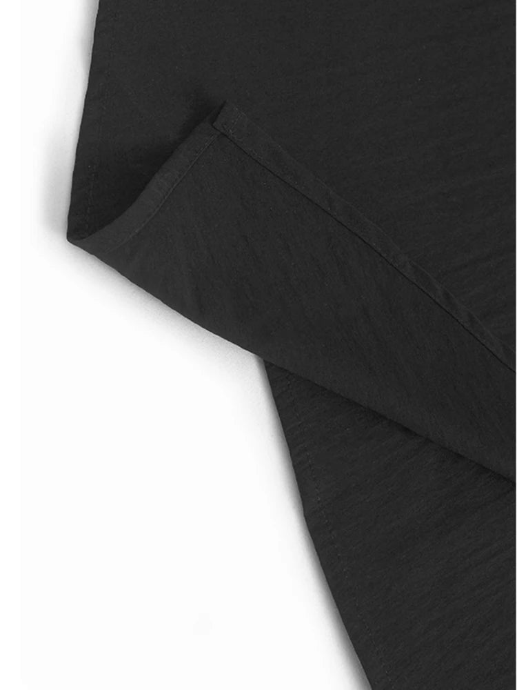 Women Black Irregular Big Size Midi Strap Dress New Square Collar Sleeveless Fashion Tide Spring Autumn 2025 1DJ1229