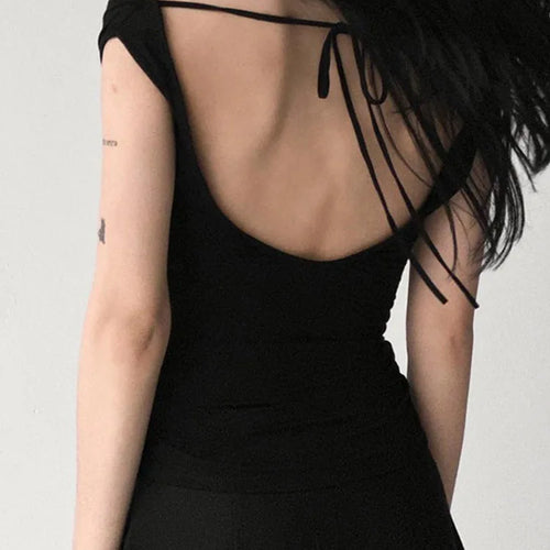 Load image into Gallery viewer, Women Summer Casual Short Sleeve Crop Tops Solid Color Off Shoulder Boat Neck Backless Slim Fit Tops Streetwear
