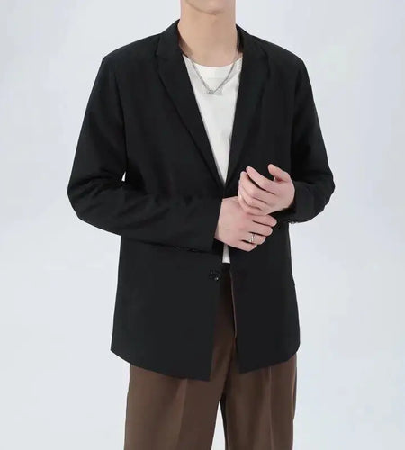 Men's Suit Jacket Spring Autumn Business Style Casual New Korean Trendy Solid Color Turn-down Collar Loose Suits 9W1204