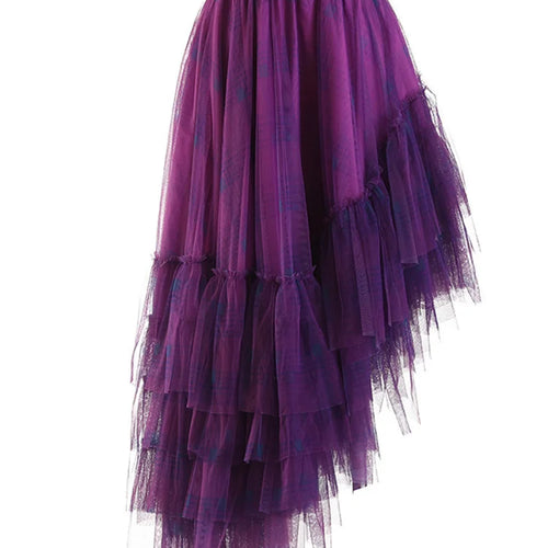 Load image into Gallery viewer, High Elastic Waist Red Plaid Mesh Irregular Long Casual Half-body Skirt Women Fashion Tide New Spring Autumn 2025 1DF1247
