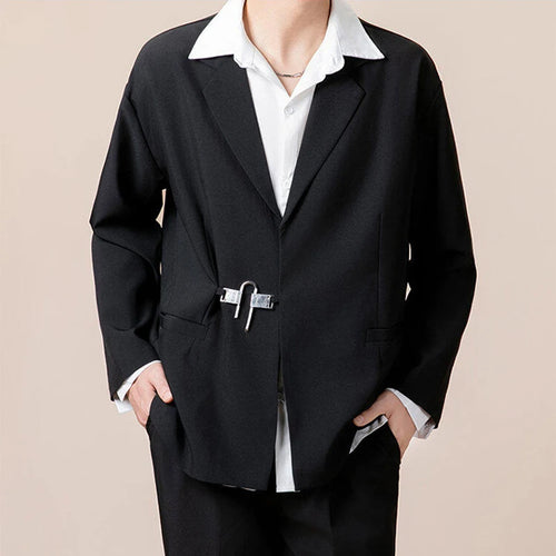 Load image into Gallery viewer, Simple Men&#39;s Blazers Metal Single Button Design Lapel Solid Color Korean Business Casual Loose Male Suit Jackets 9W1226
