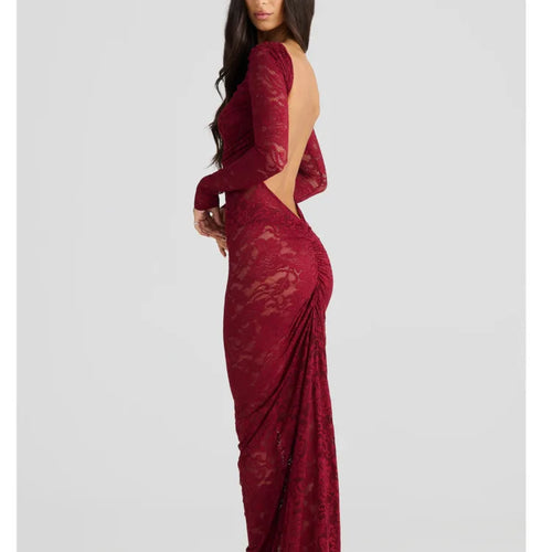 Load image into Gallery viewer, Sexy Lace Patchwork Backless Bodycon Party Club Evening Dress Women Elegant Autumn/Winter Long Sleeved Slim Vestido 2025
