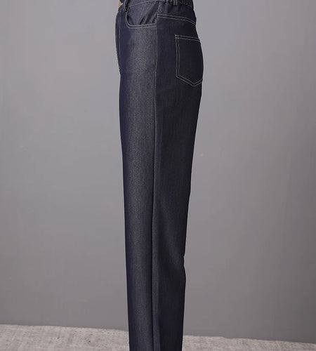 High Waist Dark Blue Brief Denim Long Casual Wide Leg Jeans New Women Trousers Fashion Tide Spring Autumn 2025  CPG3054