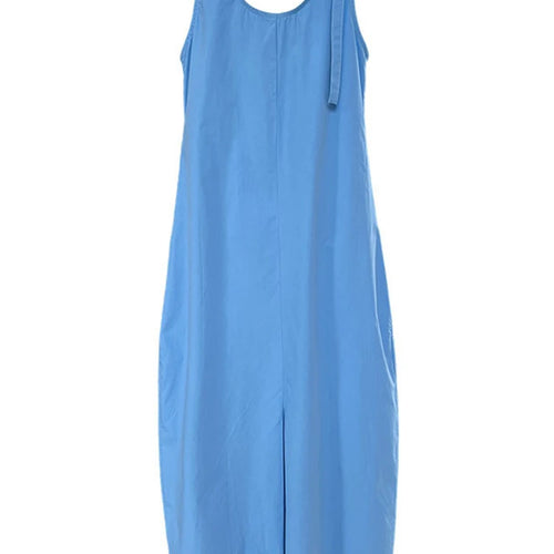 Load image into Gallery viewer, Women Blue With Bag Brief Elegant Long Vest Dress New Round Neck Sleeveless Fashion Tide Spring Autumn 2025 1DJ1112
