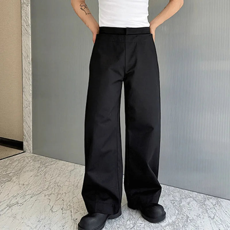 Fashin Korean Style Men's Casual Pants Double-layer Straight Wide Leg Pants Solid Color Niche Stylish Men Wear 9C7056