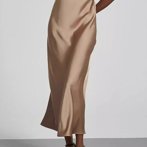 Load image into Gallery viewer, Fashion Satin Party Long Skirt High Waist Solid Color Casual Basic Women Skirts Fishtail Skirt Chic Summer Woman Clothing 2025
