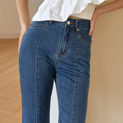 Load image into Gallery viewer, Fashion Skinny Denim Flare Pants For Women High Waist Solid Minimalist Side Split Jeans Female Clothing Spring
