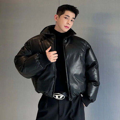 Load image into Gallery viewer, Winter Men&#39;s Cotton Padded Coat Wear Rib Cuff Zipper Loose New Fashion Male Solid Color 2024 Korean Style Trend 9C3395
