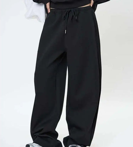 High Elastic Waist Black Drawstring Shaped Wide Leg Pants New Trousers Women Fashion Tide Spring Autumn 2025 1DH9584