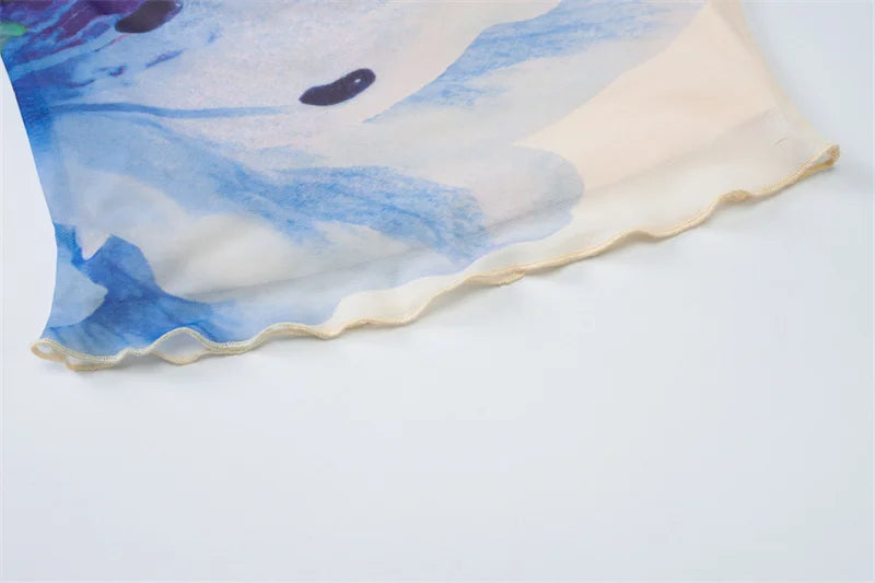 Print Beach Sexy Skirt Two Piece Sets Women Oblique Shoulder Tank Tops And Maxi Skirt Female Club 2 Piece Sets Fashion