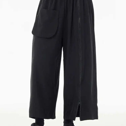 Load image into Gallery viewer, High Elastic Waist Army Green Zipper Slit Long Wide Leg Pants New Trousers Women Fashion Tide Spring Autumn 2025 1DH5683
