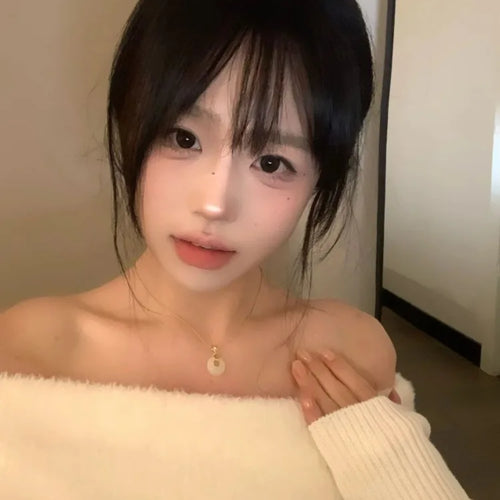 Load image into Gallery viewer, Y2k Aesthetic Solid Sexy Off Shoulder Pullover Women Vintage Harajuku Hole Knitted Jumper Fairy Grunge Slim Fit Crop Sweater
