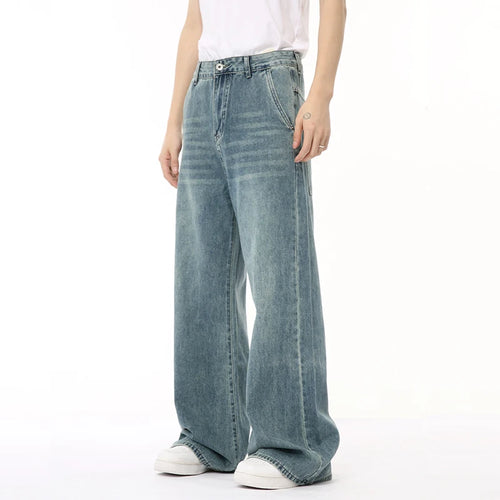 Load image into Gallery viewer, Korean Style Male Denim Pants Draping Straight Wide Leg Loose Washed Men&#39;s Casual Jeans New Summer Trendy 9C6676
