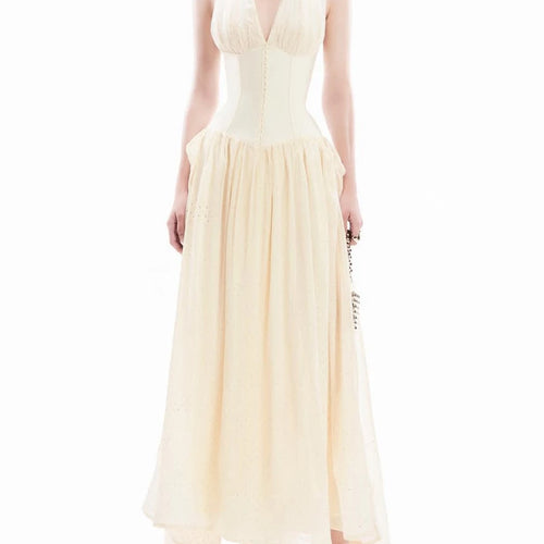 Load image into Gallery viewer, Solid Spliced Folds Slimming Dresses For Women V Neck Sleeveless Tunic Temperament Minimalist Dress Female Style
