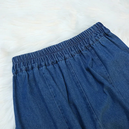 Load image into Gallery viewer, Fashion High Waist Summer Skirt Female Vintage Korean Denim Skirts Womens Elegant Faldas Mujer A-line Umbrella Jeans Skirt

