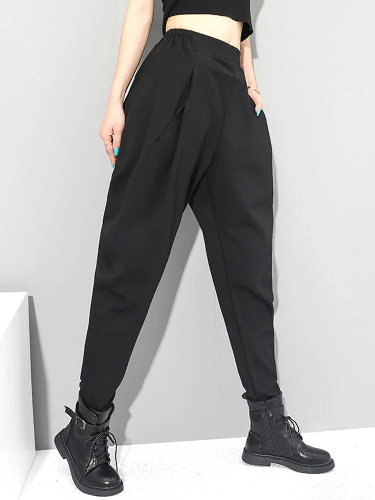 High Elastic Waist Black Brief Long Harem Trousers New Loose Fit Pants Women Fashion Tide Spring Autumn 2025 1DC419