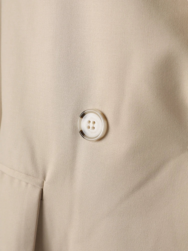 Women Khaki Double Breasted Big Size Elegant Blazer New Lapel Long Sleeve Jacket Fashion Tide Spring Autumn 2025 1DH3412