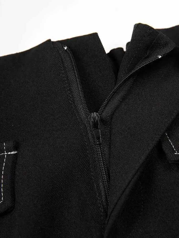 High Waist Black Topstitched Long Wide Leg Pants New Loose Fit Trousers Women Fashion Tide Spring Autumn 2025 1DF7779