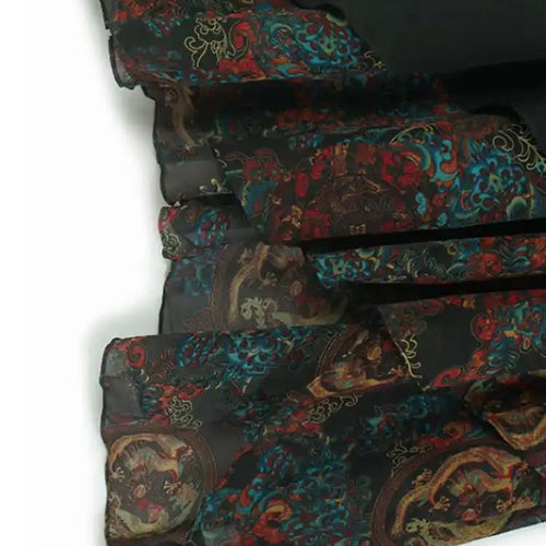 Load image into Gallery viewer, Women Black Pattern Printed Big Size Midi Dress New Round Neck Short Sleeve Fashion Tide Spring Summer 2025 1DJ0298
