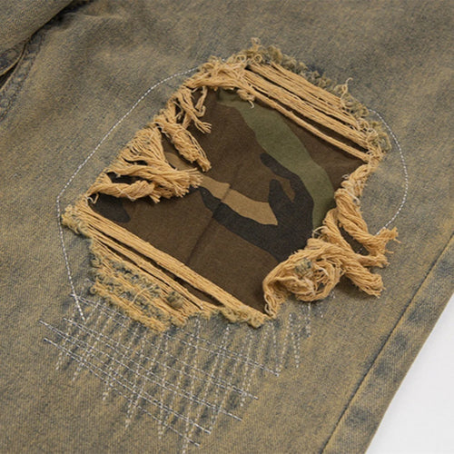 Load image into Gallery viewer, Men&#39;s Jeans New American Distressed High Street Trendy Loose Hole Design Straight Wide Leg Male Summer Clothing 9W1886
