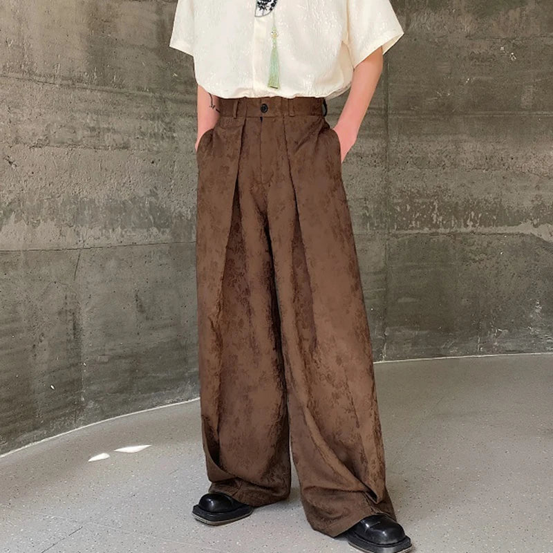 Summer New Man's Pants Three-dimensional Jacquard Design Broad Leg Straight Tube Trend Fashion Loose Trousers 9C5613