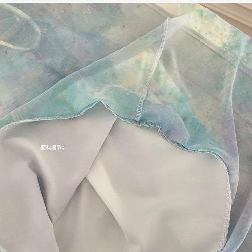 Load image into Gallery viewer, Summer French Blue Tie Dye Backless Irregular Long Dresses Women Vintage Elegant Sexy Sleeveless Ruffles Party Dress Ladies Boho
