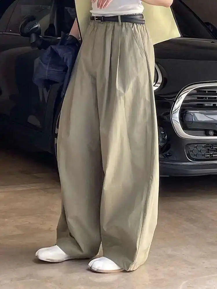 High Elastic Waist White Brief Shaped Long Wide Leg Pants New Trousers Women Fashion Tide Spring Autumn 2025 1DH6470