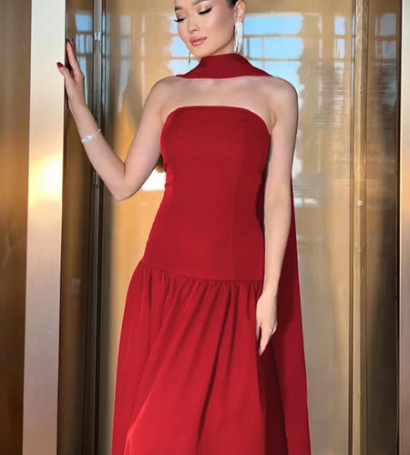 Sexy Strapless Sleeveless Backless Ribbon Long Dress For Women's 2025 Spring/summer New Elegant Slim Party Evening Dress