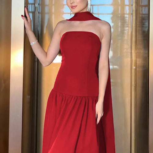Load image into Gallery viewer, Sexy Strapless Sleeveless Backless Ribbon Long Dress For Women&#39;s 2025 Spring/summer New Elegant Slim Party Evening Dress
