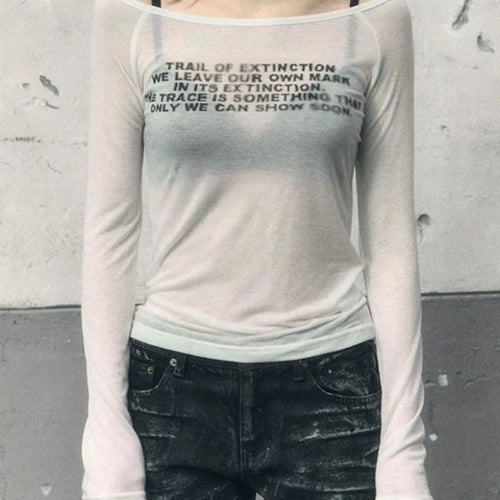 Load image into Gallery viewer, Y2k Aesthetic Vintage Letter Print Tshirts Women Harajuku Gothic Punk Basic T-shirt 2025 Streetwear Slim Bottoming Tees Femme
