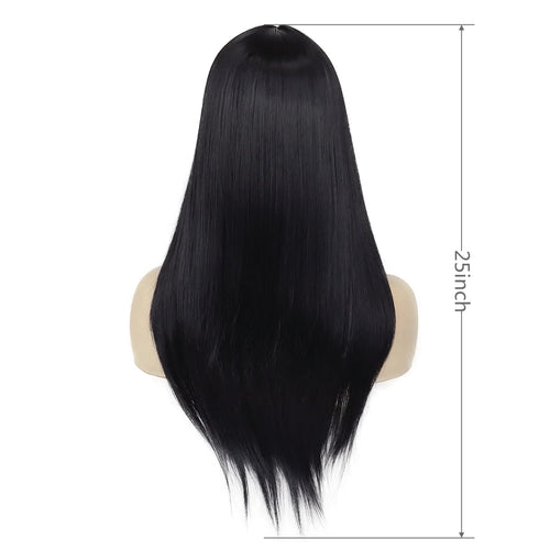 Load image into Gallery viewer, Synthetic Long Black Wigs for Women Natural Straight Hair TV Movie Cosplay Trendy Anime Wig Halloween Costome Addams
