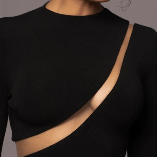 Load image into Gallery viewer, Turtleneck Long Sleeve Bodycon Maxi Dress For Women Autumn New Patchwork Hollow Out Club Party Sexy Long Dress Vestidos
