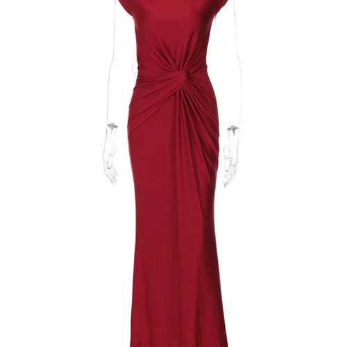 Load image into Gallery viewer, Sleeveless Ruched Sexy Maxi Dress For Women Gown Fashion Solid O Neck High Waist Bodycon Club Long Dress Vestido
