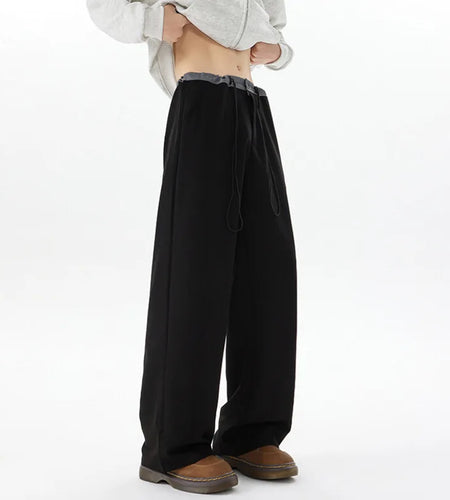 Men's New American Handsome Suit Pants Lace-up Contrasting Color Trendy Full Length Male Trousers Spring 2025 9W1397